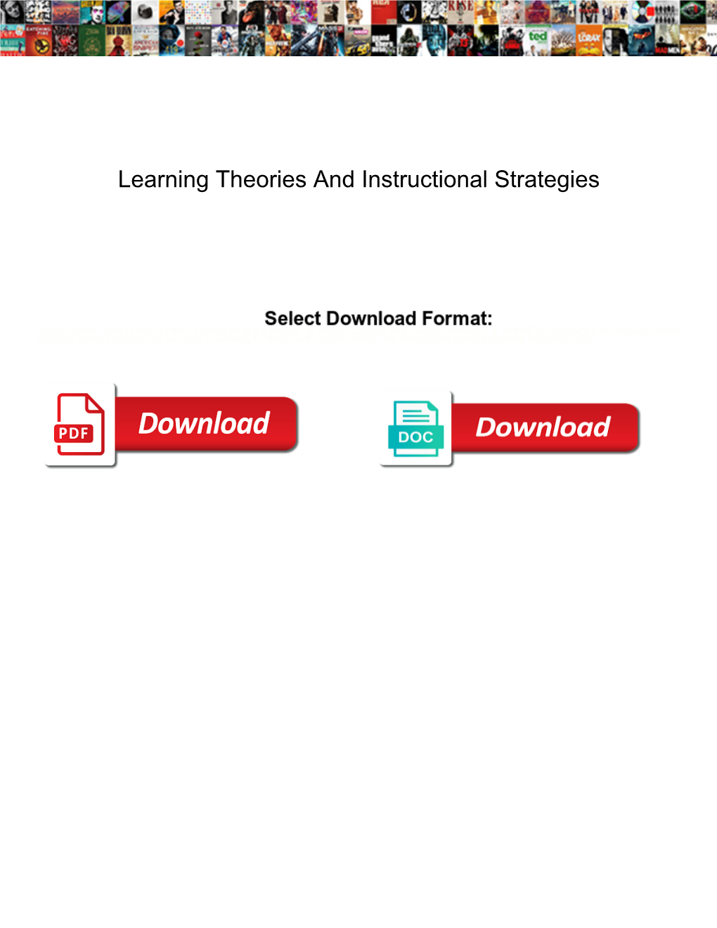 Learning Theories and Instructional Strategies