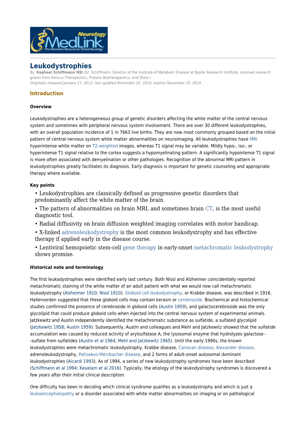 Leukodystrophies by Raphael Schiffmann MD (Dr