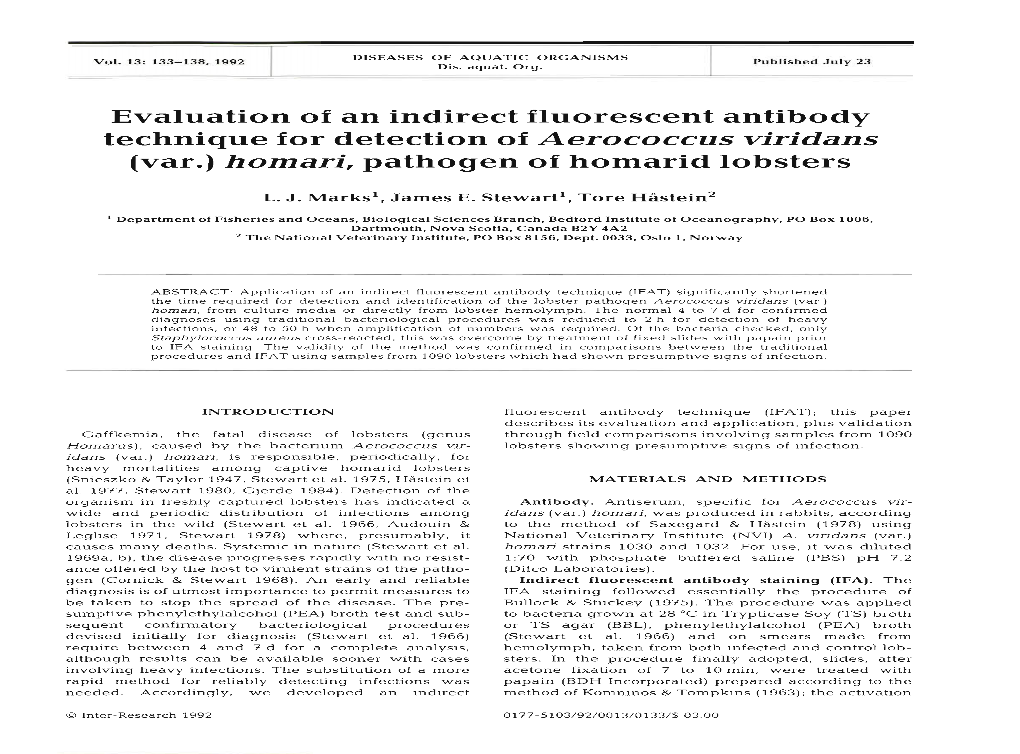 (Var.) Homari, Pathogen of Homarid Lobsters