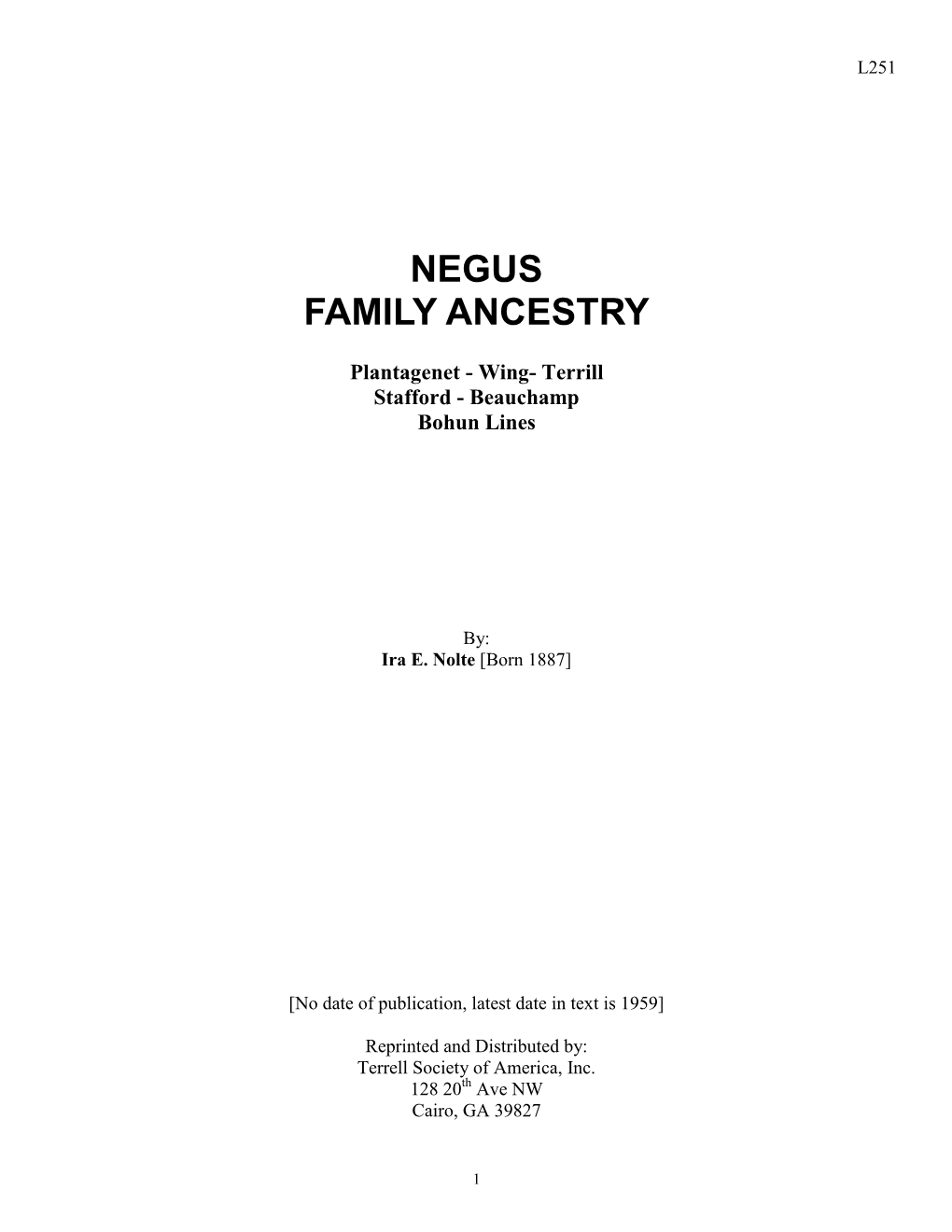 Negus Family Ancestry