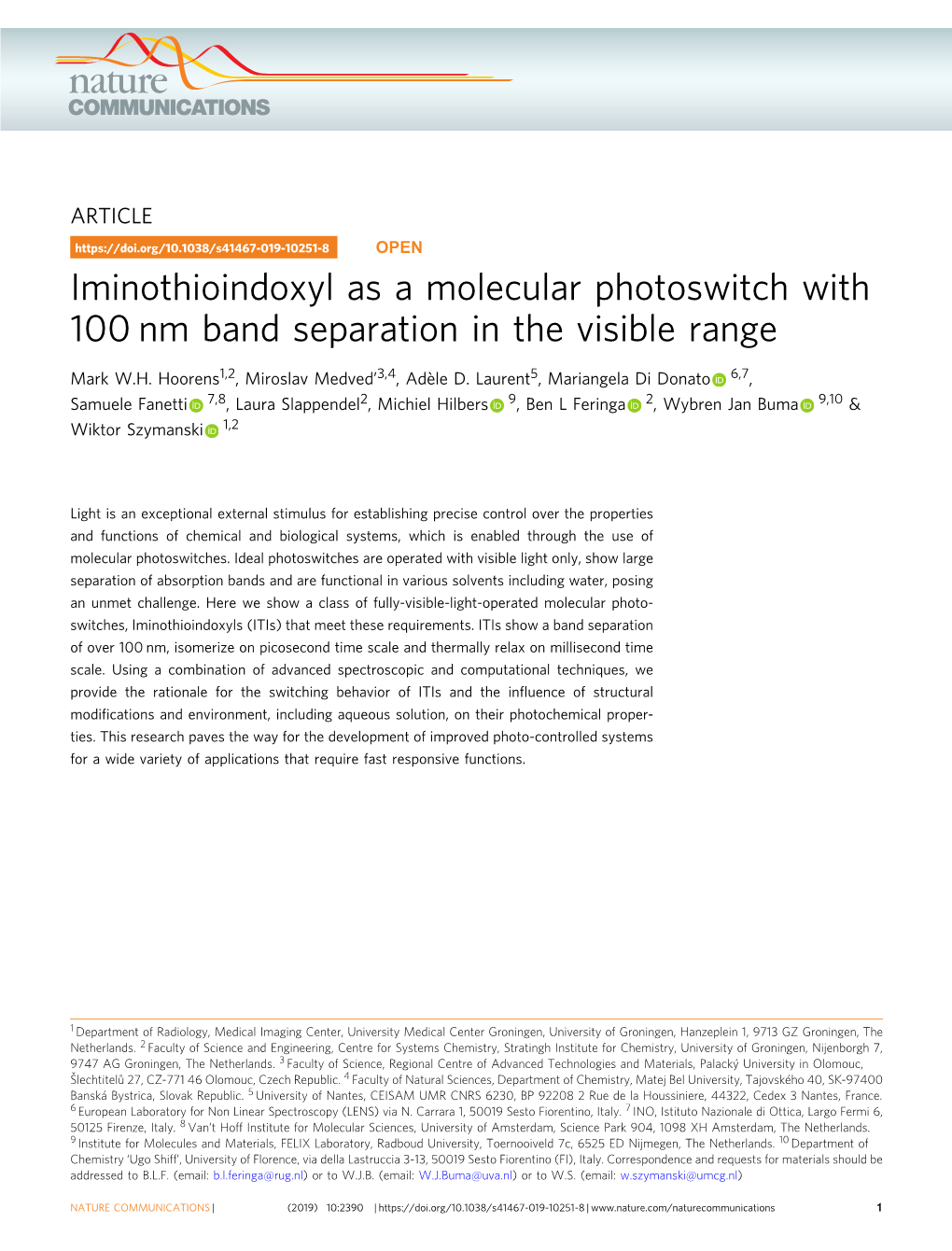 Iminothioindoxyl As a Molecular Photoswitch with 100Â€‰Nm Band