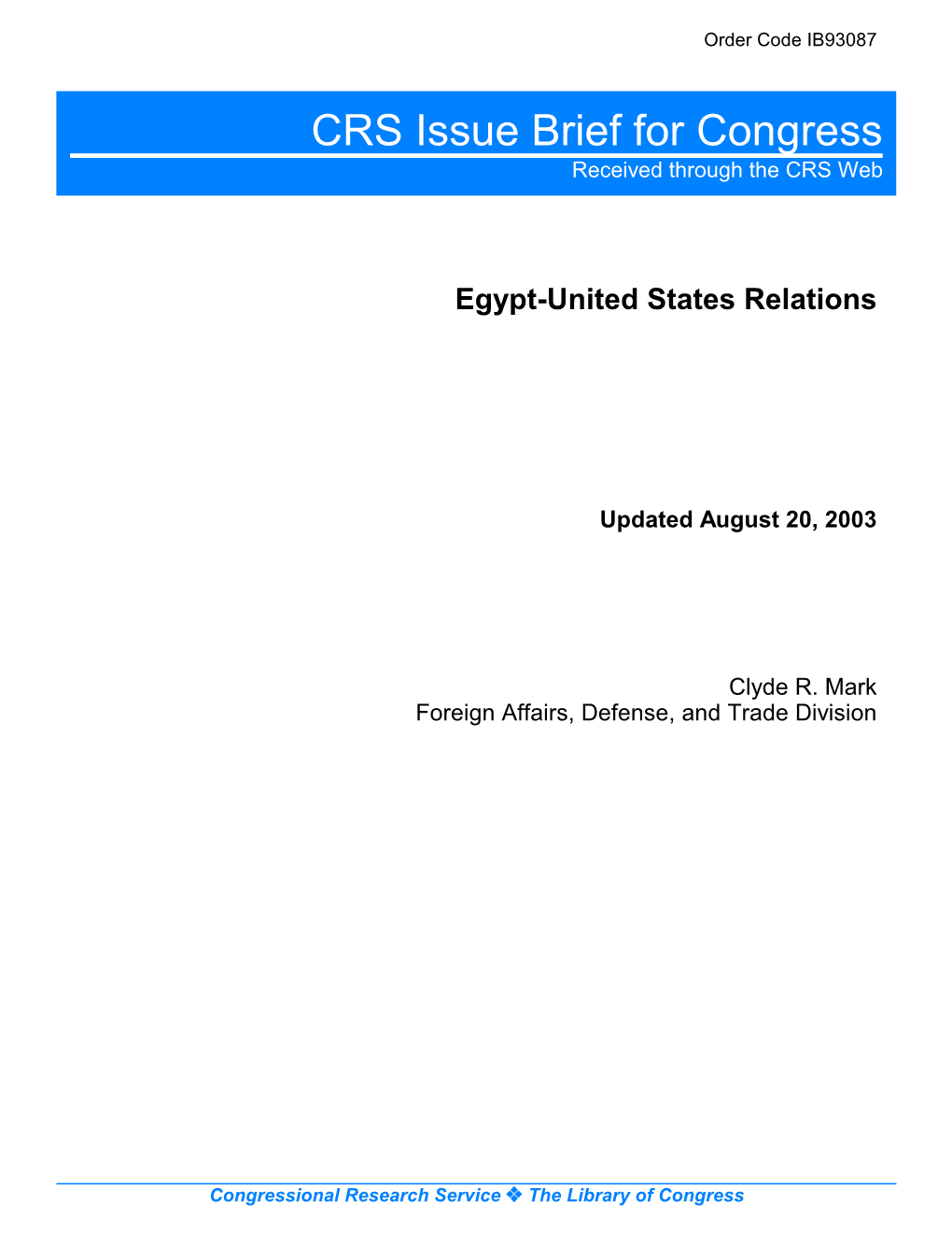 Egypt-United States Relations