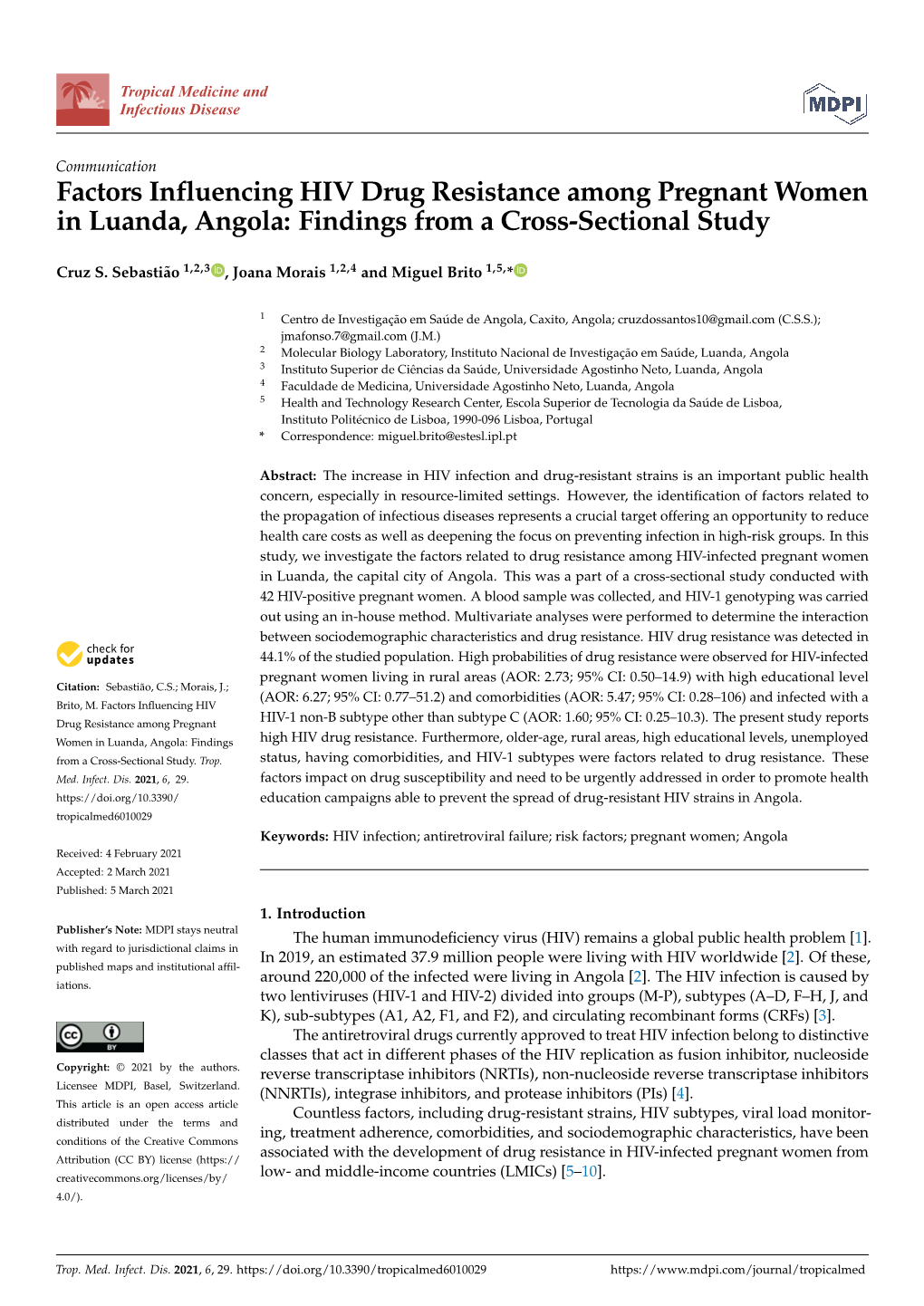 Factors Influencing HIV Drug Resistance Among Pregnant Women in Luanda, Angola: Findings from a Cross-Sectional Study