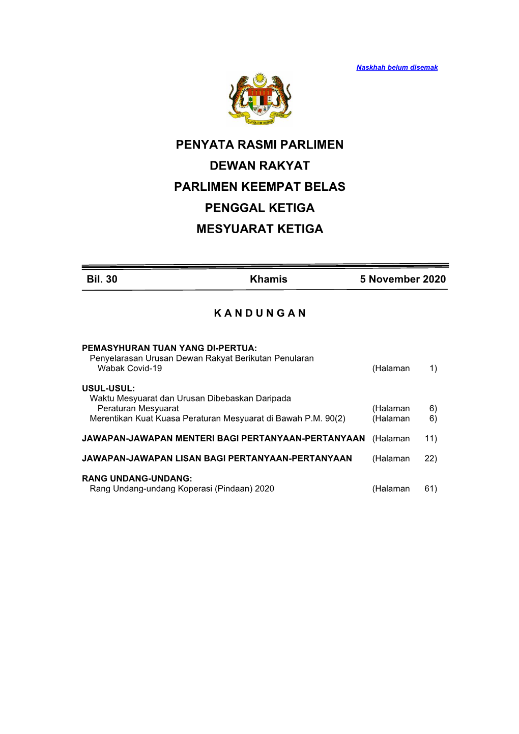 Penyata Rasmi Parlimen Dewan Rakyat Parlimen Keempat Belas Penggal Ketiga Mesyuarat Ketiga