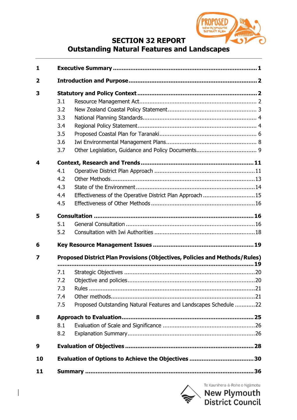 SECTION 32 REPORT Outstanding Natural Features and Landscapes