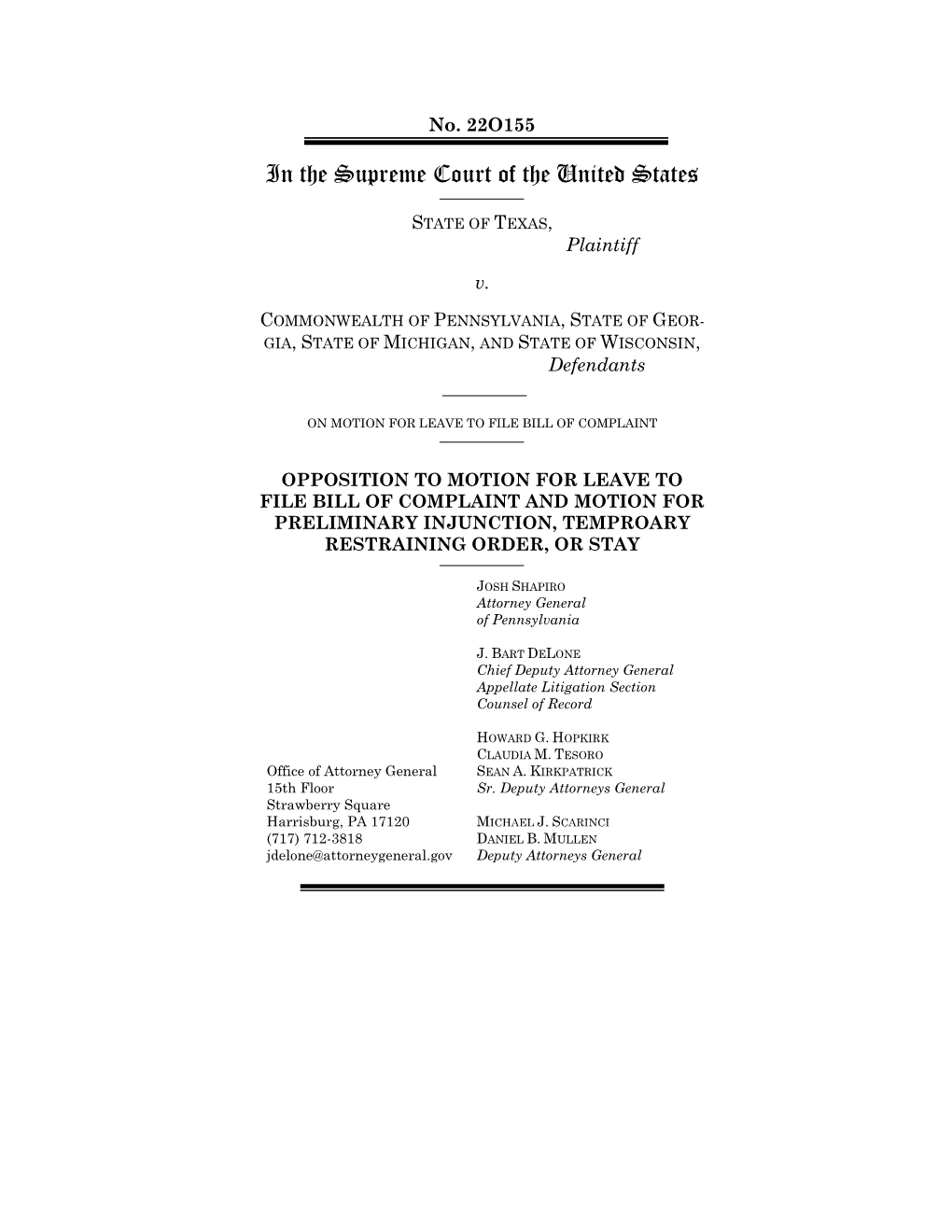 PENNSYLVANIA, STATE of GEOR- GIA, STATE of MICHIGAN, and STATE of WISCONSIN, Defendants