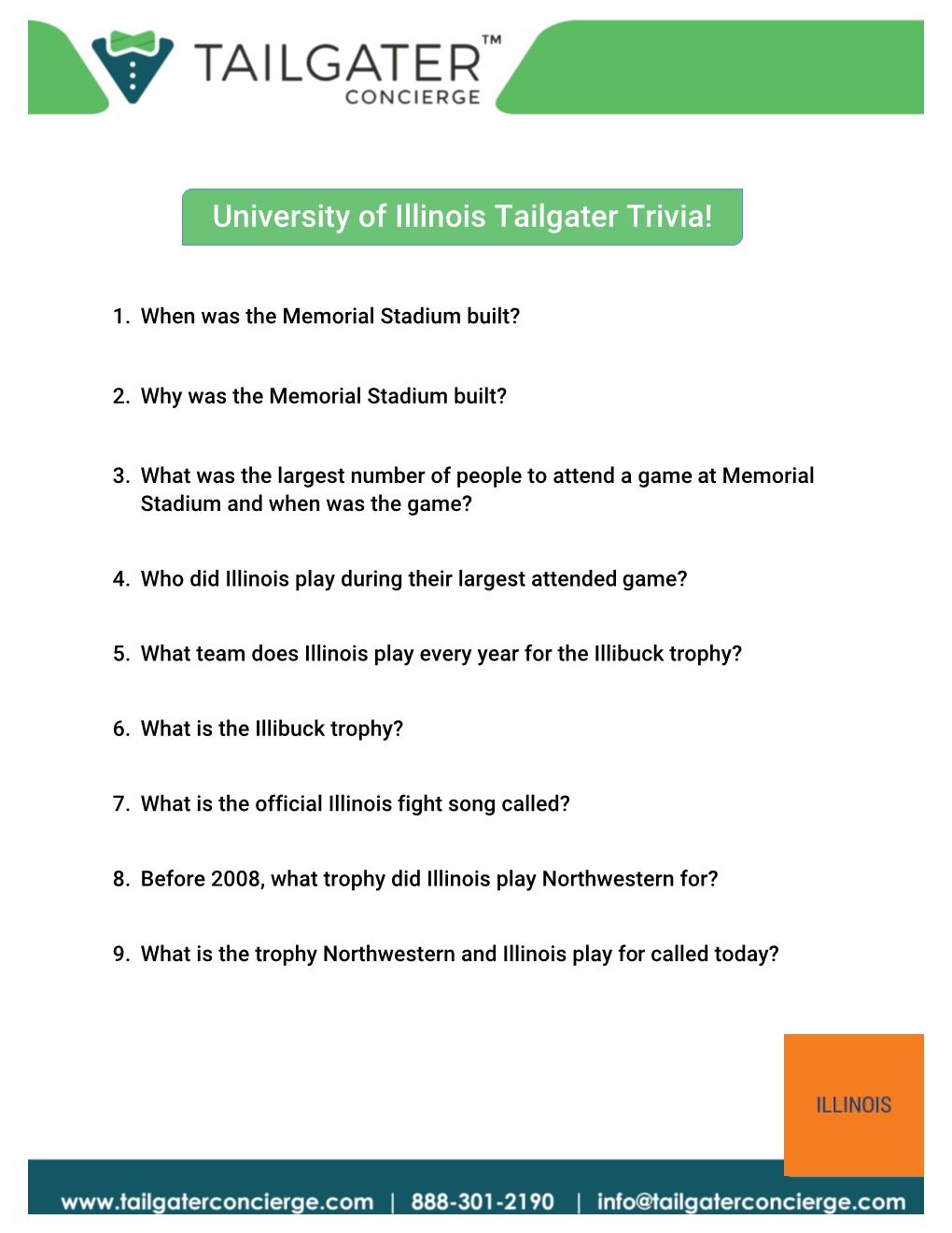 University of Illinois Tailgater Trivia!