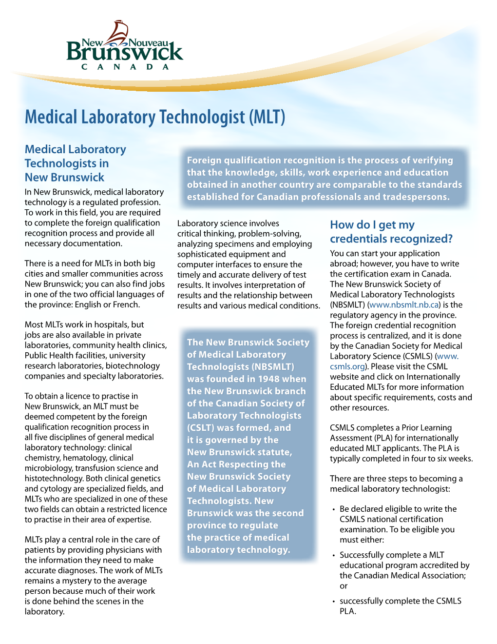 Medical Laboratory Technologist (MLT)