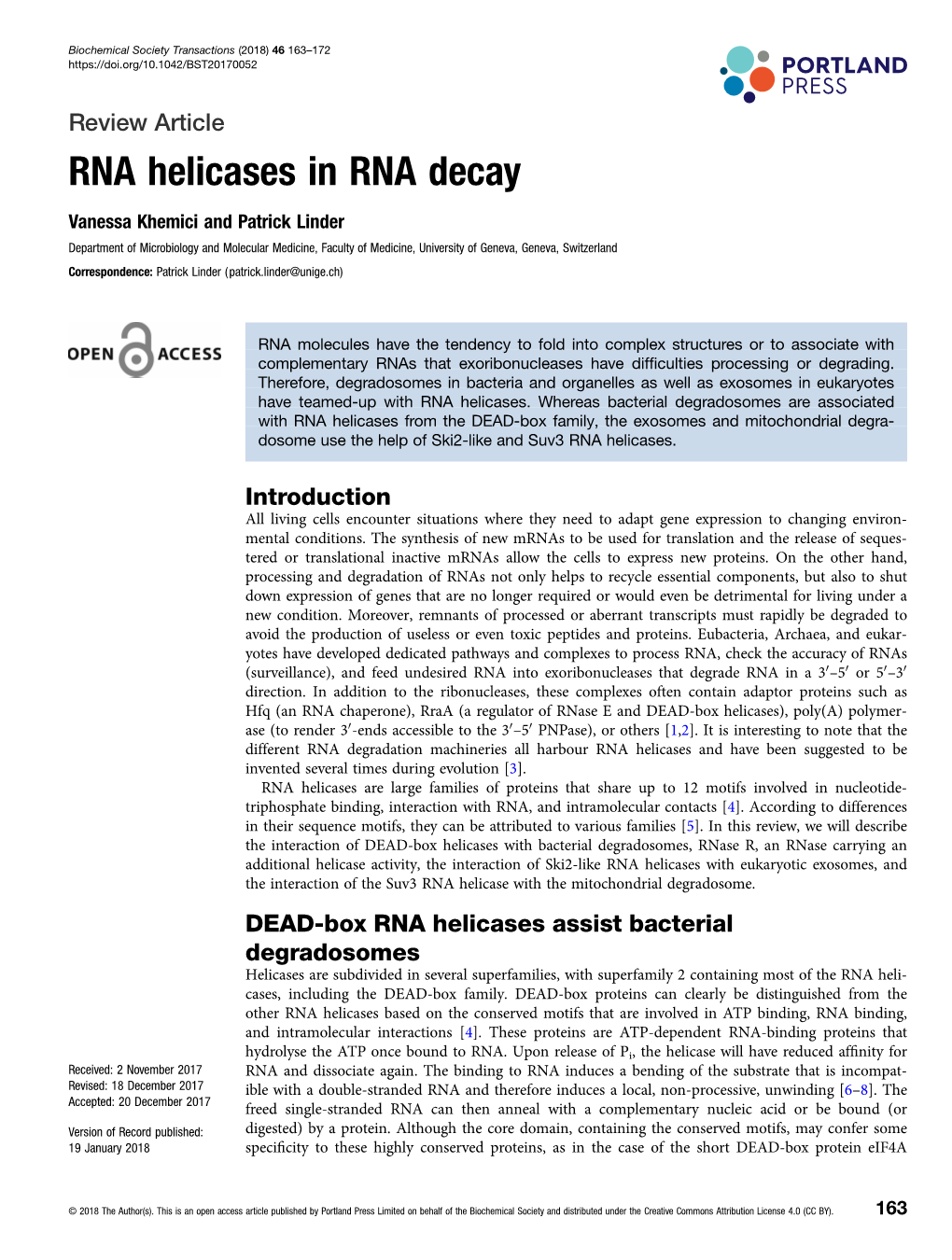 RNA Helicases in RNA Decay