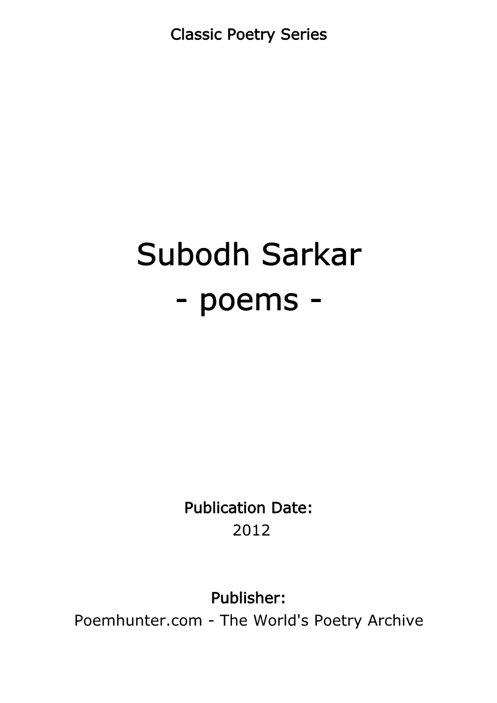 Subodh Sarkar - Poems