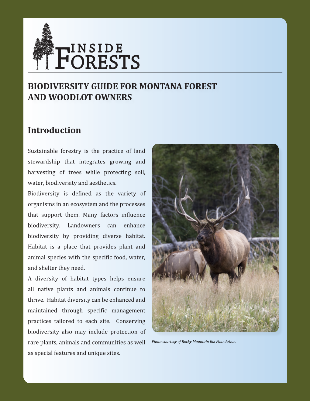 Biodiversity Guide for Montana Forest and Woodlot Owners