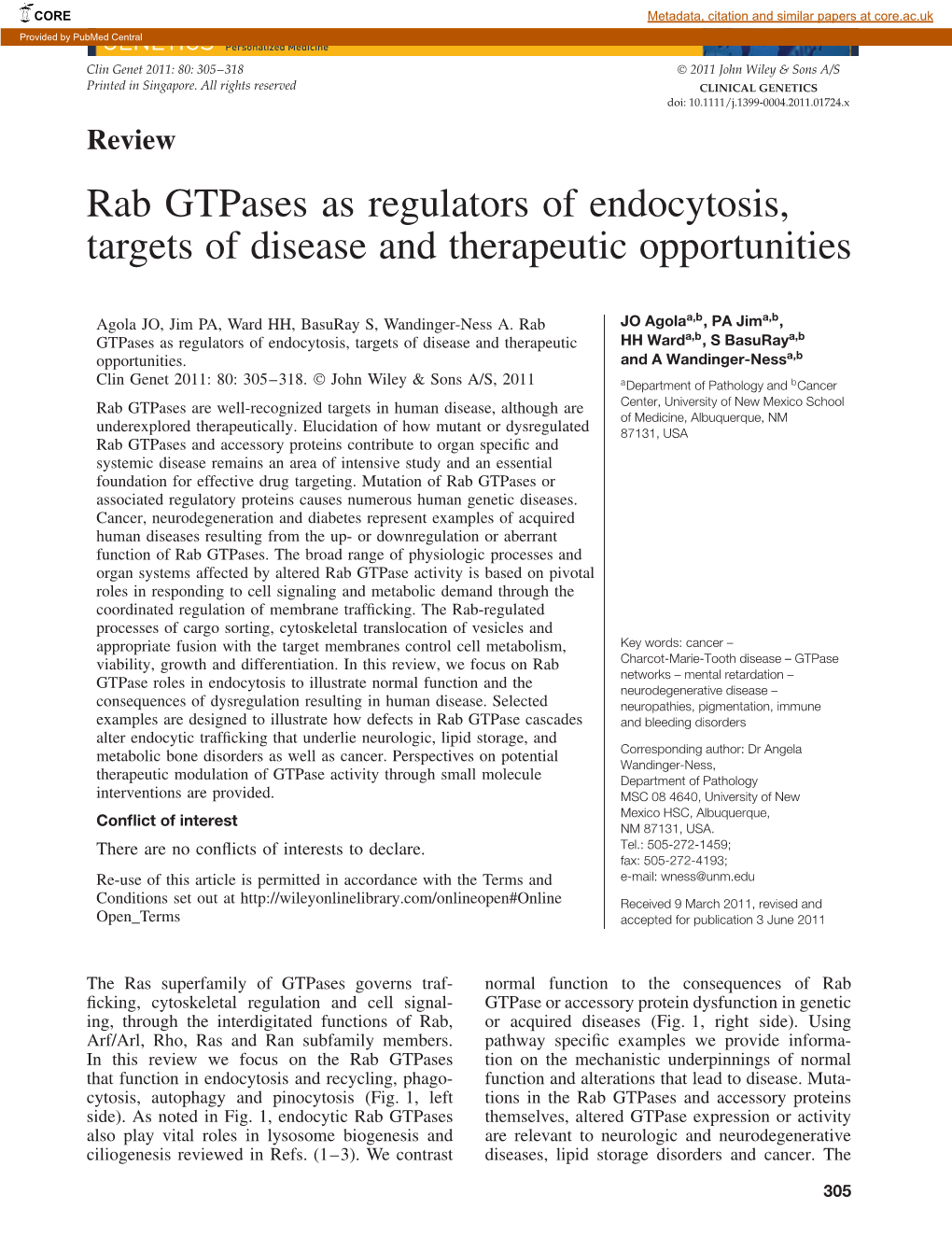 Rab Gtpases As Regulators of Endocytosis, Targets of Disease and Therapeutic Opportunities