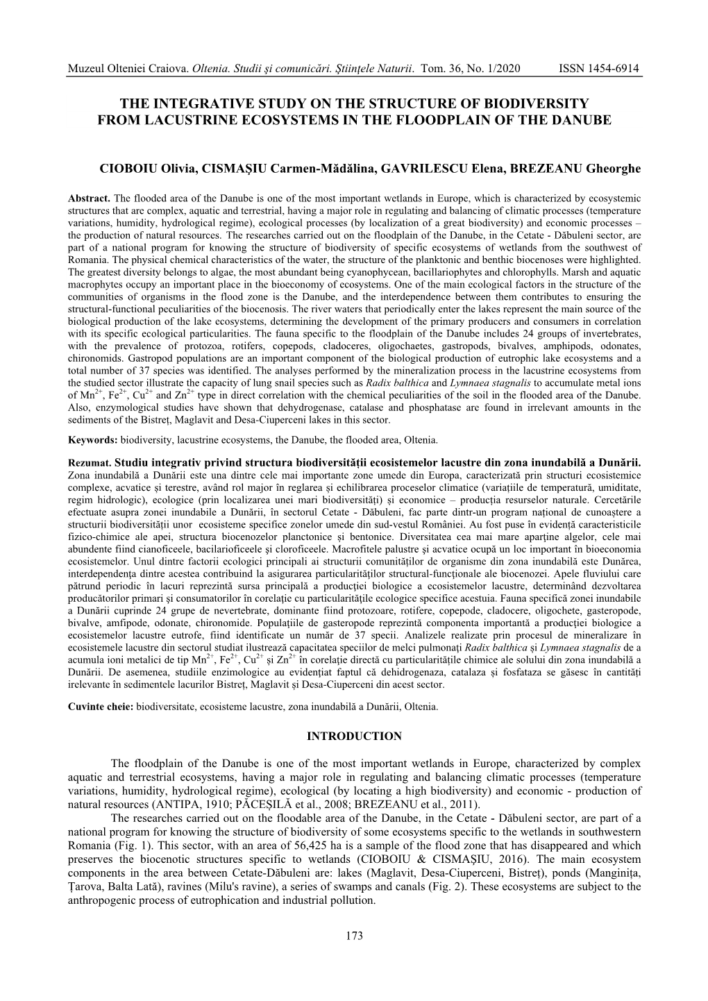 The Integrative Study on the Structure of Biodiversity from Lacustrine Ecosystems in the Floodplain of the Danube