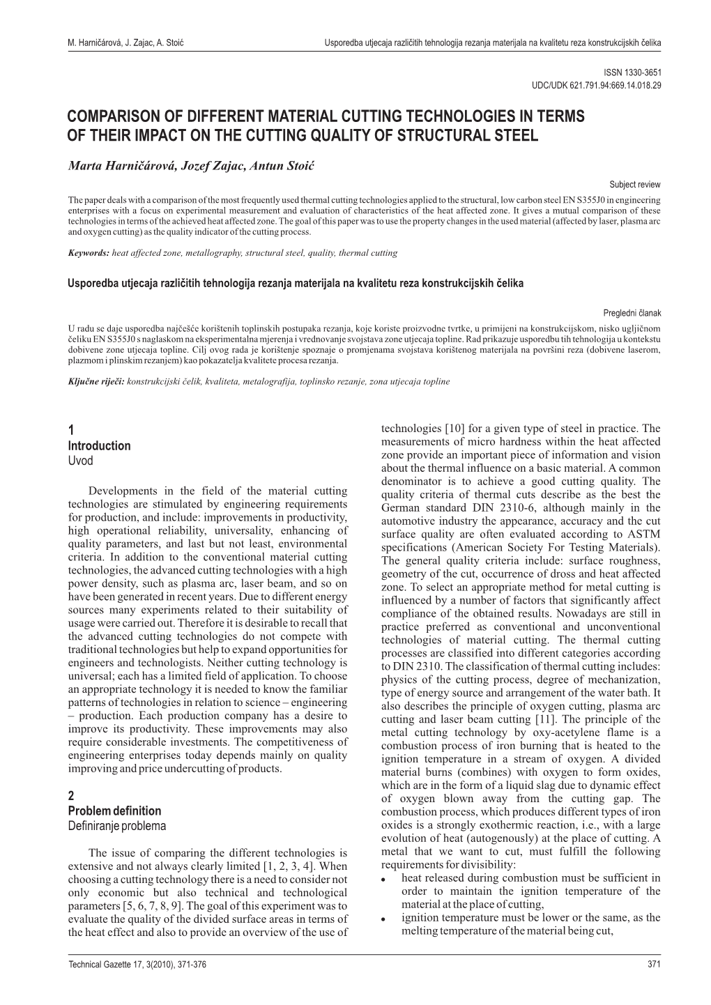 Comparison of Different Material Cutting Technologies in Terms of Their Impact on the Cutting Quality of Structural Steel