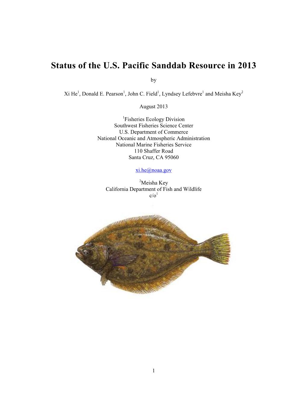 Status of the U.S. Pacific Sanddab Resource in 2013