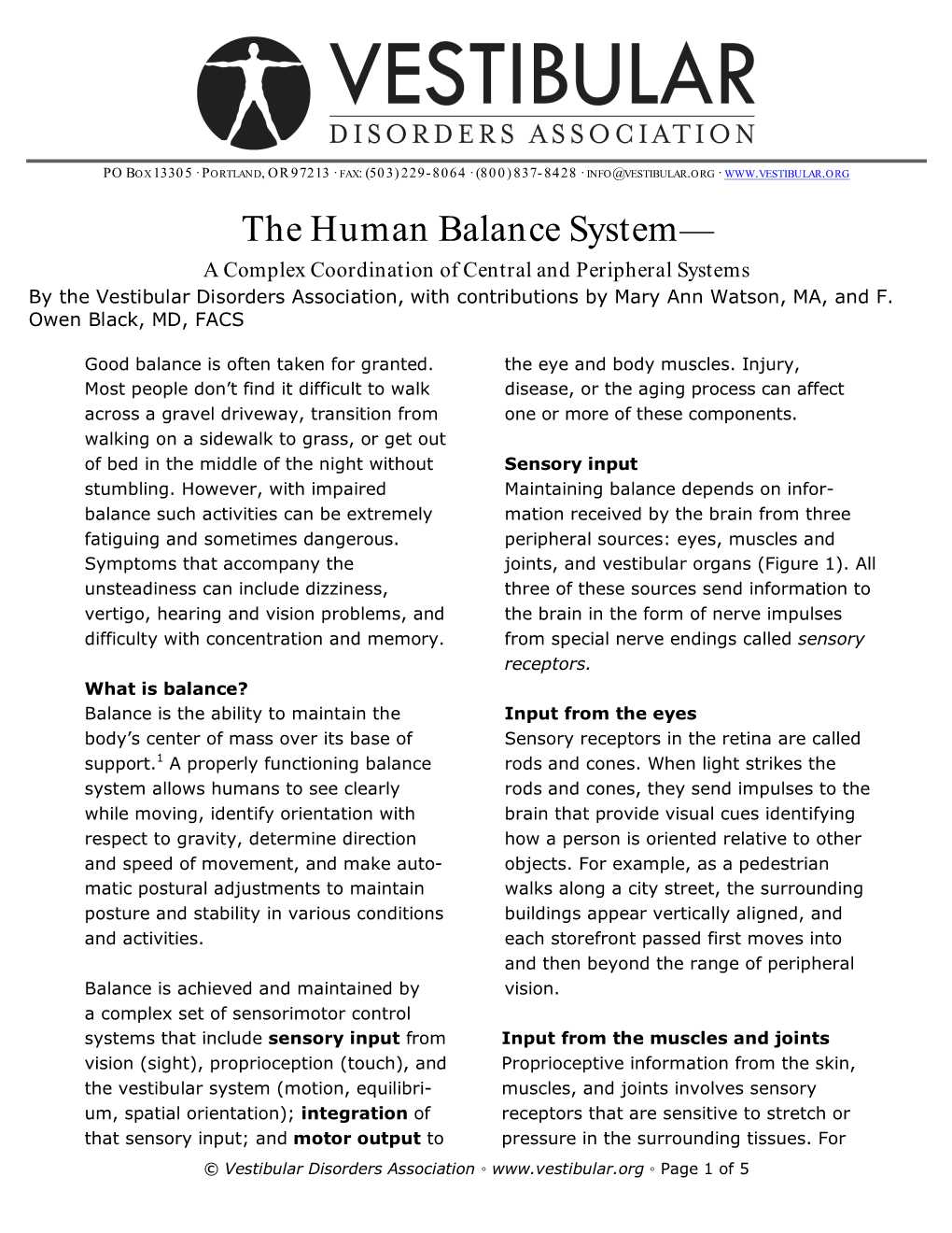 The Human Balance System—