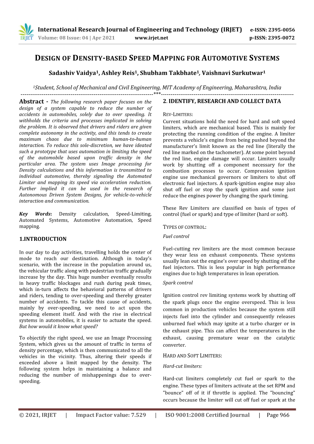 Design of Density-Based Speed Mapping for Automotive Systems