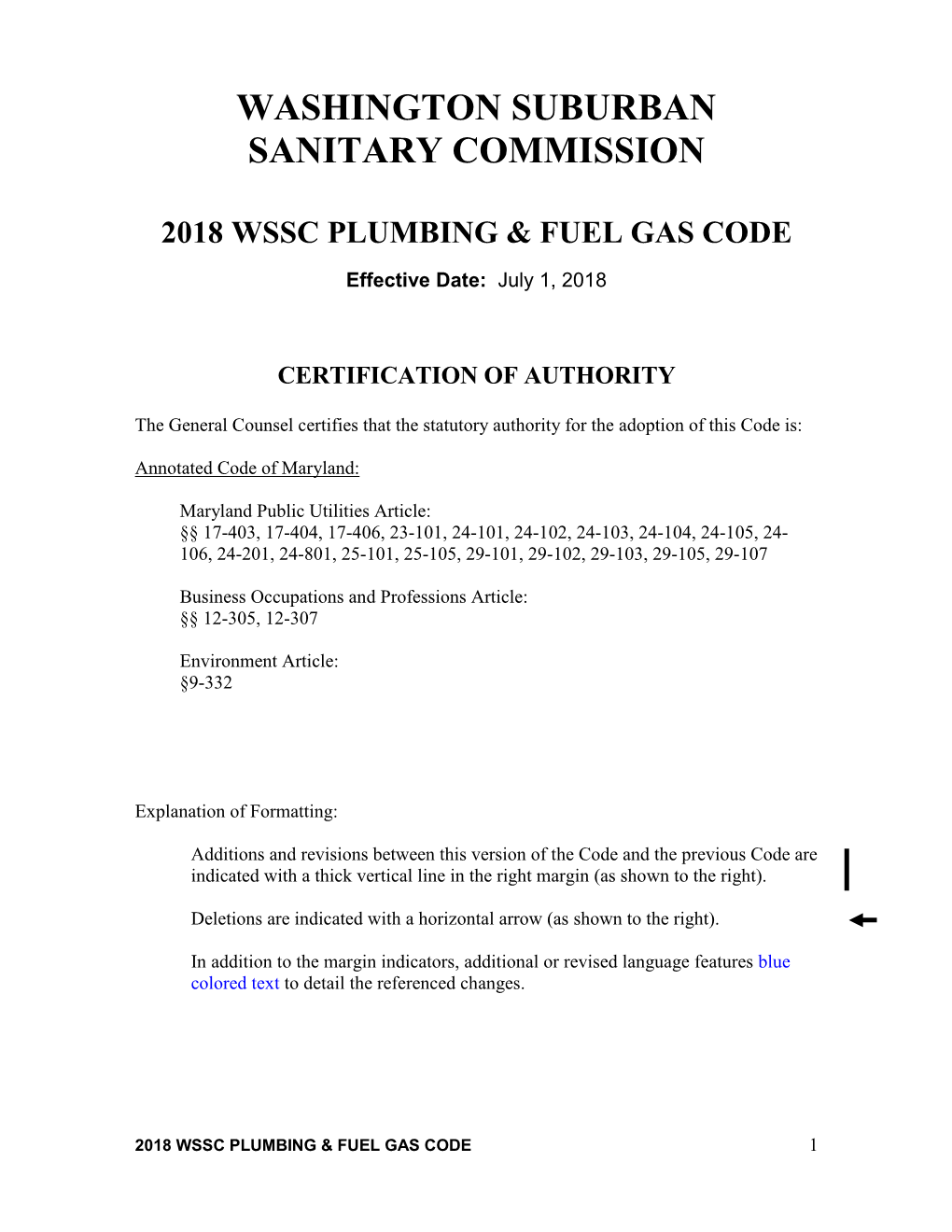 2018 Wssc Plumbing & Fuel Gas Code