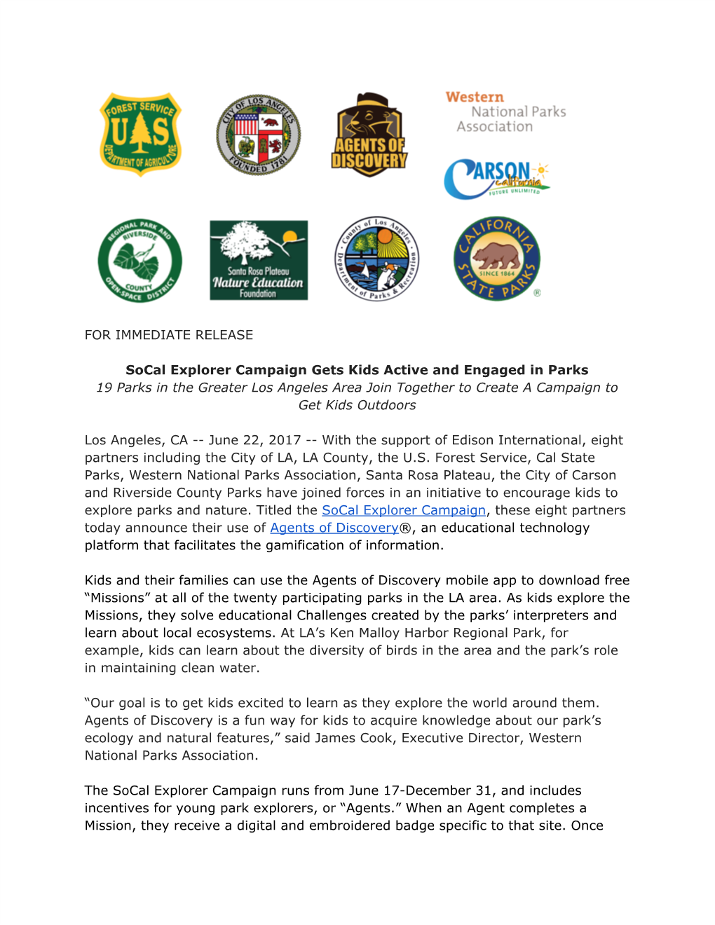 Socal Explorer Campaign Press Release