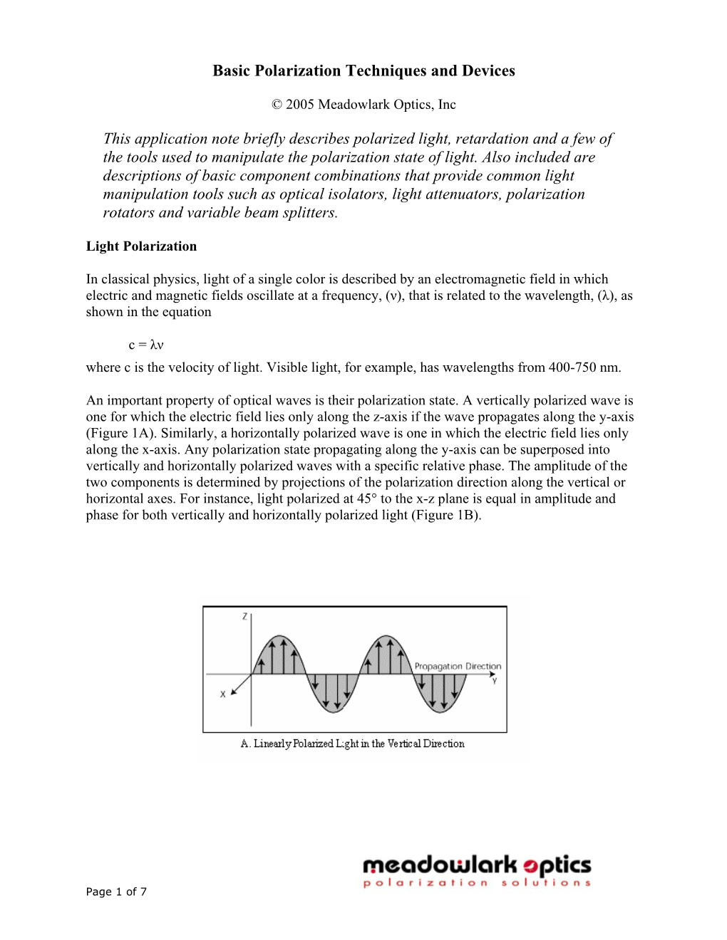 Basic Polarization Techniques and Devices