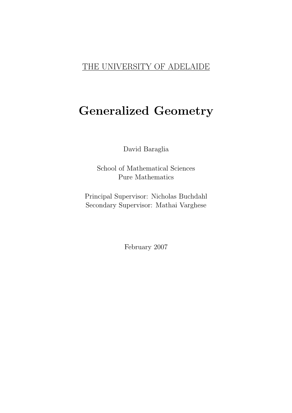 Generalized Geometry