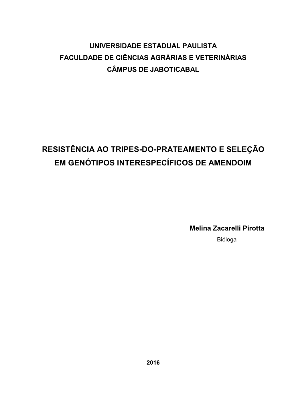 Resistência Ao Tripes-Do-Prateamento E Seleção Em Genótipos Interespecíficos De Amendoim