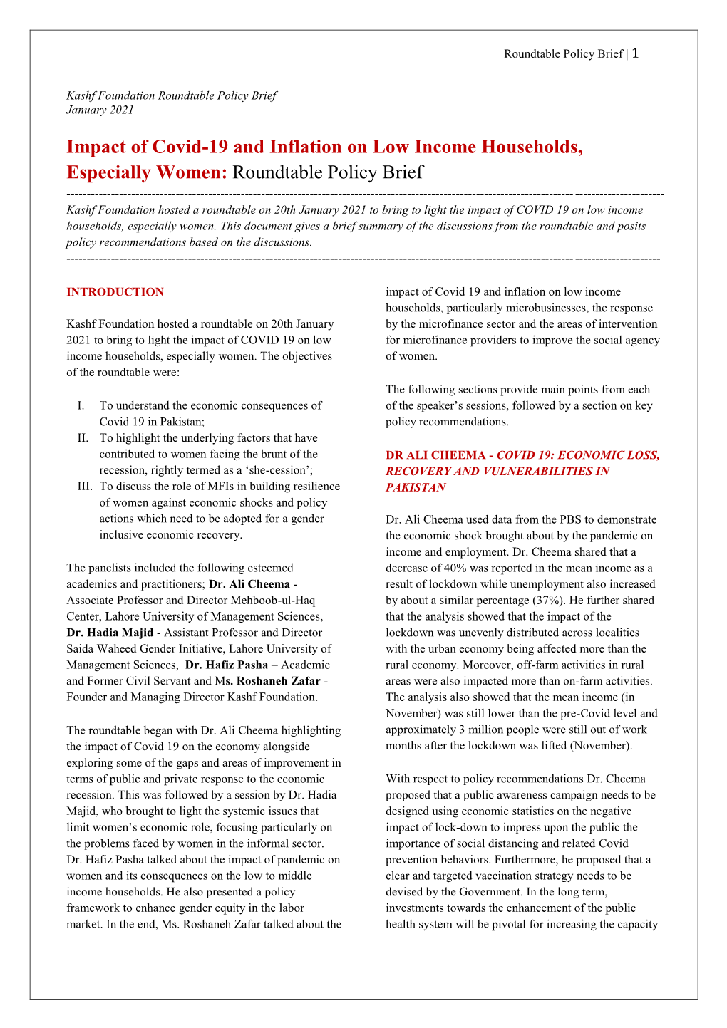 Impact of Covid-19 and Inflation on Low Income Households