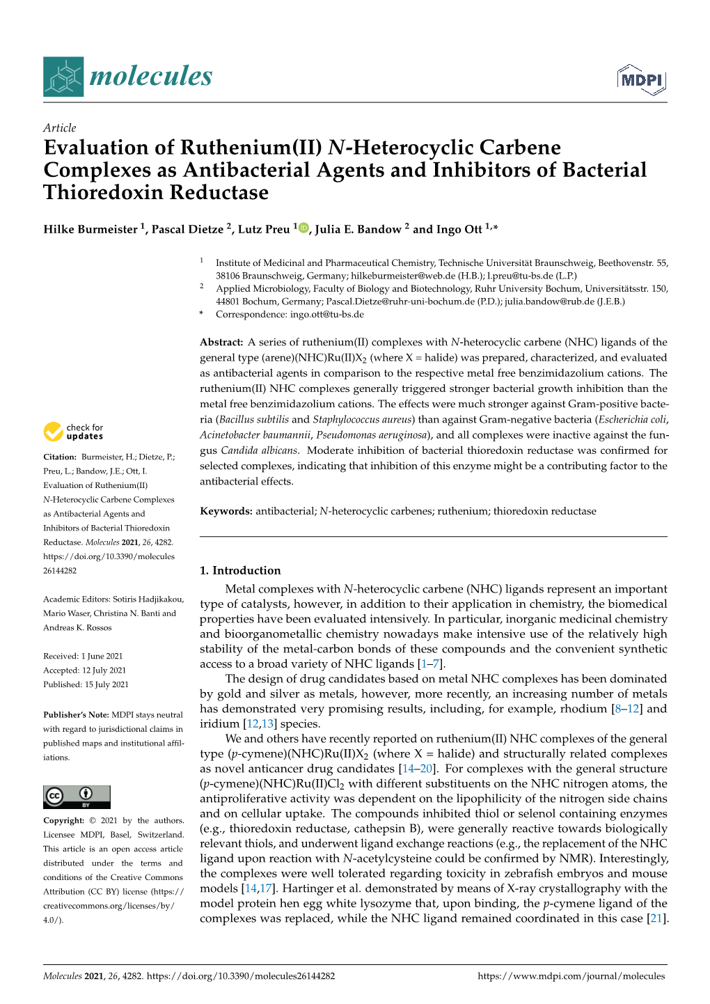 N-Heterocyclic Carbene Complexes As Antibacterial Agents and Inhibitors of Bacterial Thioredoxin Reductase