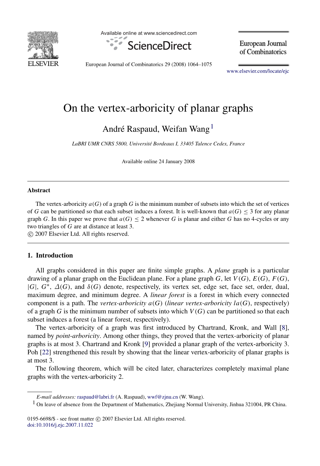 On the Vertex-Arboricity of Planar Graphs
