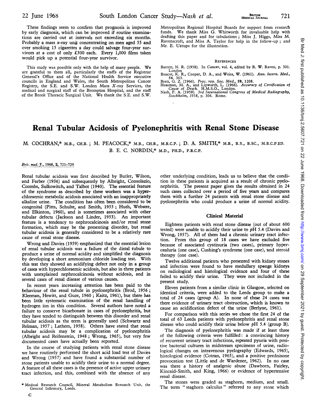 Renal Tubular Acidosis of Pyelonephritis with Renal Stone Disease