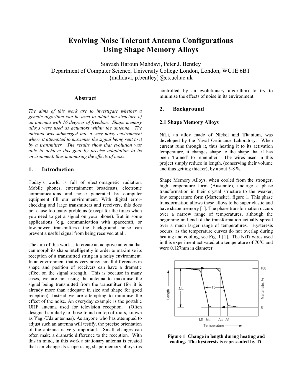 Evolving Noise Tolerant Antenna Configurations Using Shape Memory Alloys