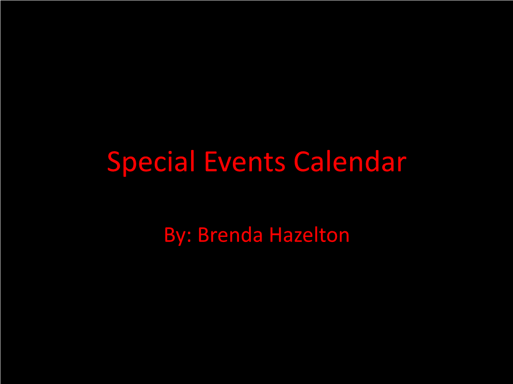 Special Events Calendar