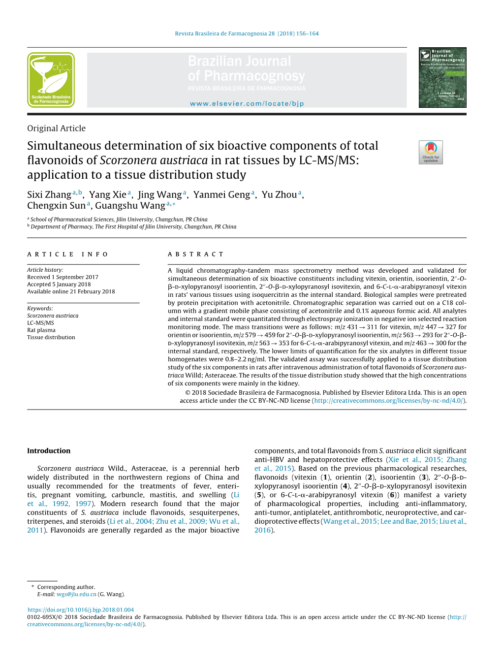 Simultaneous Determination of Six Bioactive Components of Total