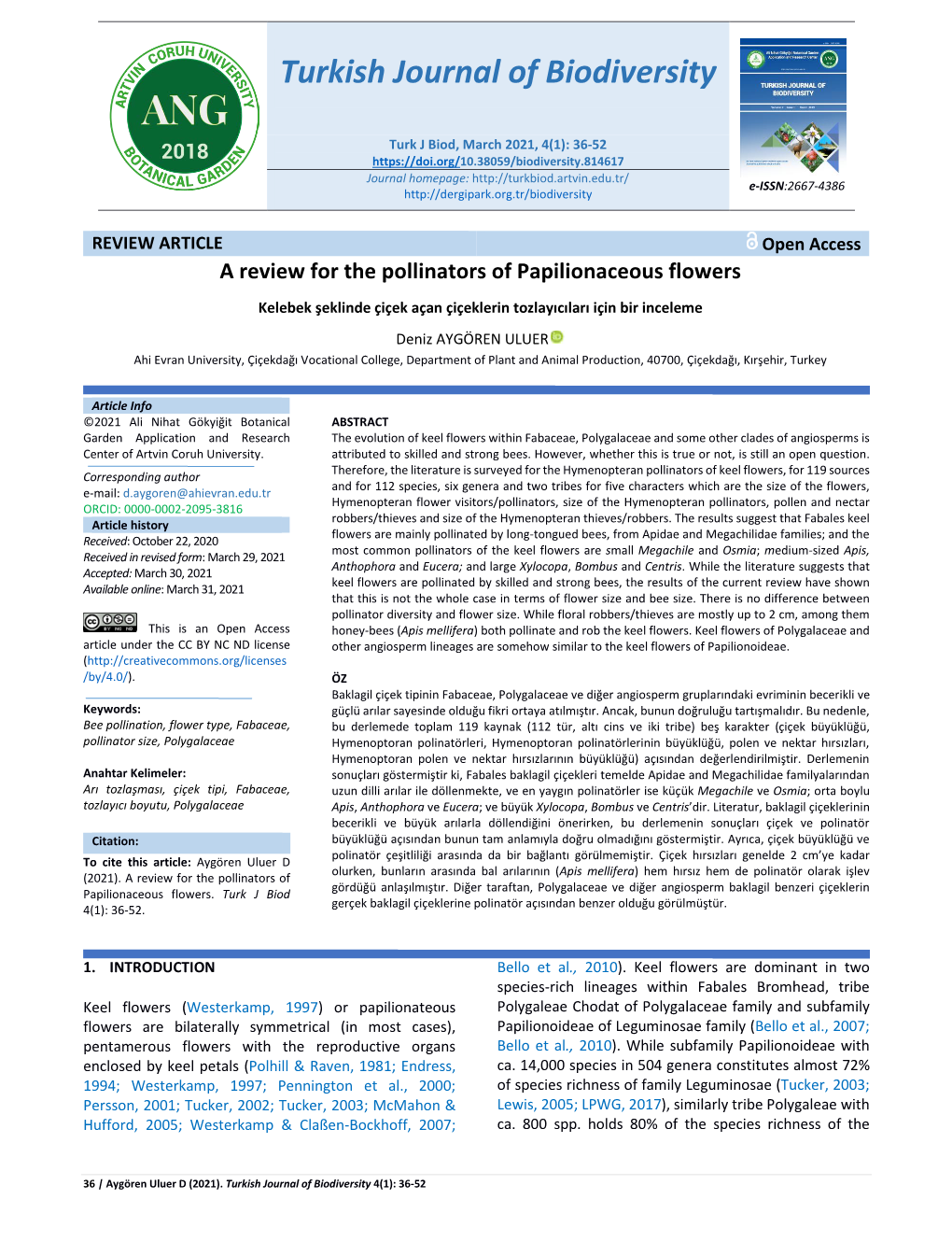 A Review for the Pollinators of Papilionaceous Flowers