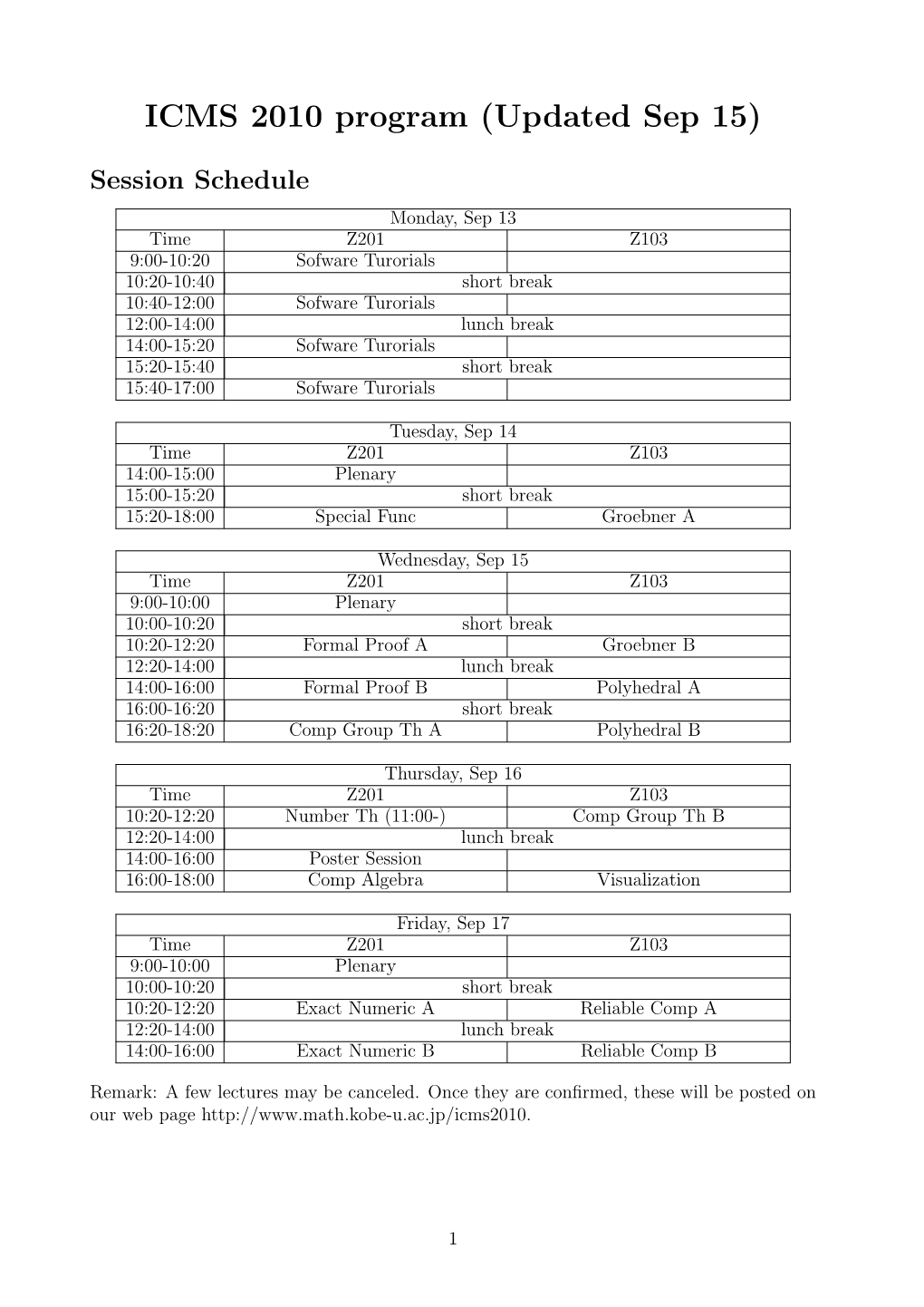 ICMS 2010 Program (Updated Sep 15)