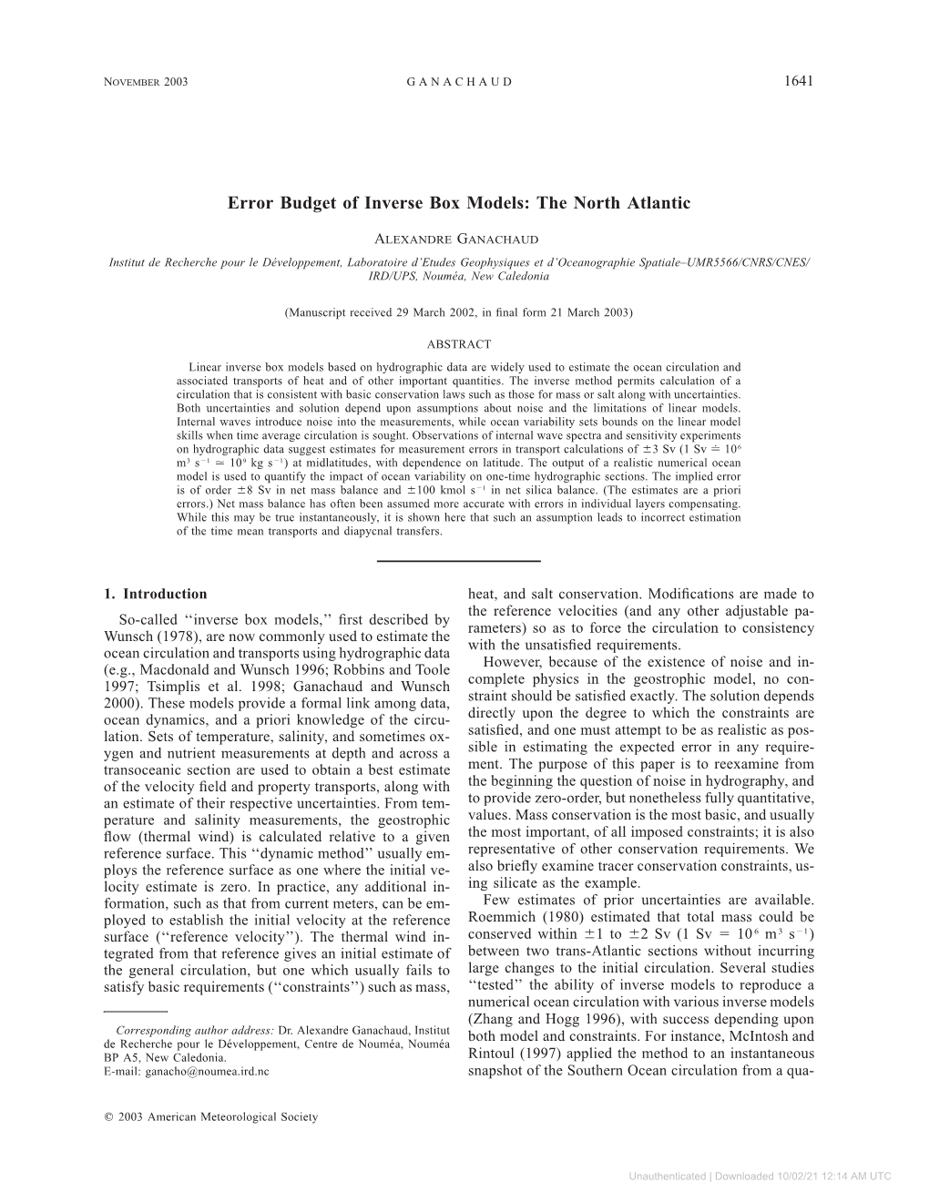 Error Budget of Inverse Box Models: the North Atlantic