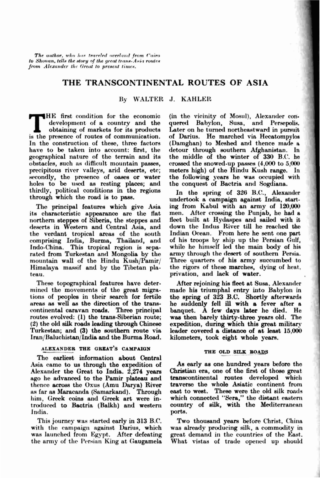 The Transcontinental Routes of Asia