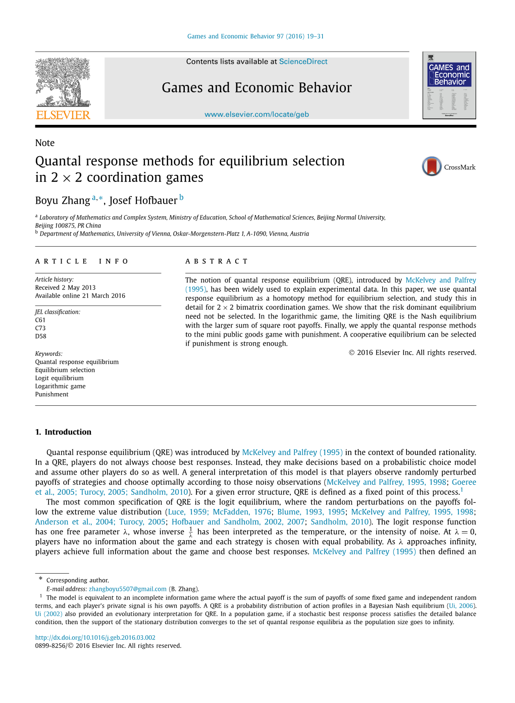 Quantal Response Methods for Equilibrium Selection in 2×2 Coordination Games