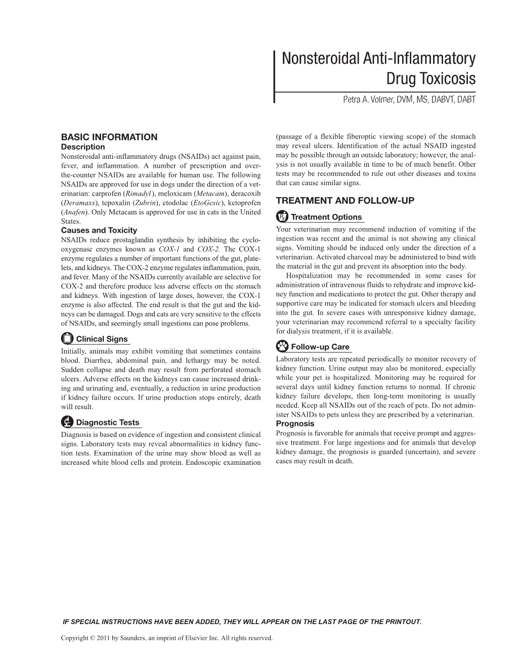 Nonsteroidal Anti-Inflammatory Drug Toxicosis Petra A