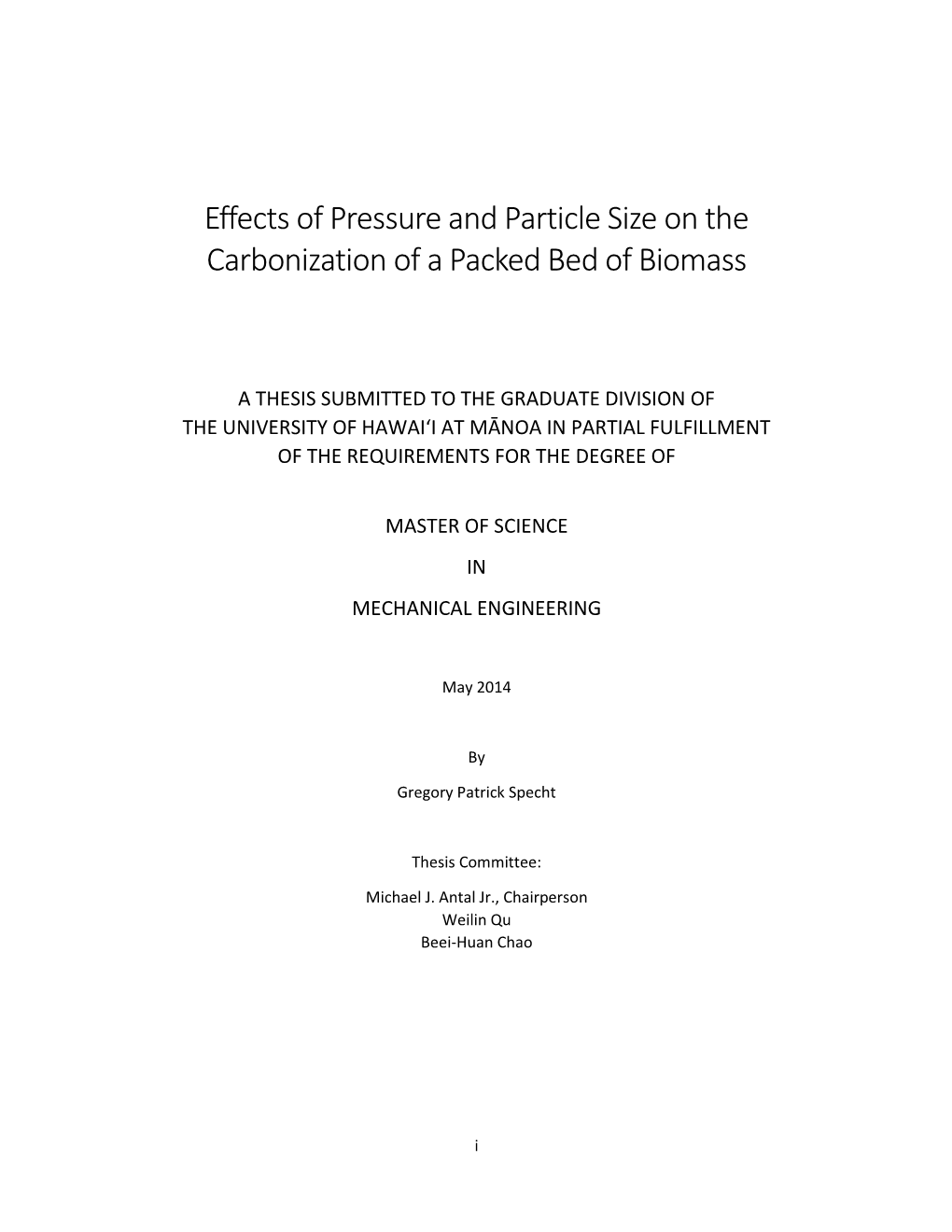 Effects of Pressure and Particle Size on the Carbonization of a Packed Bed of Biomass