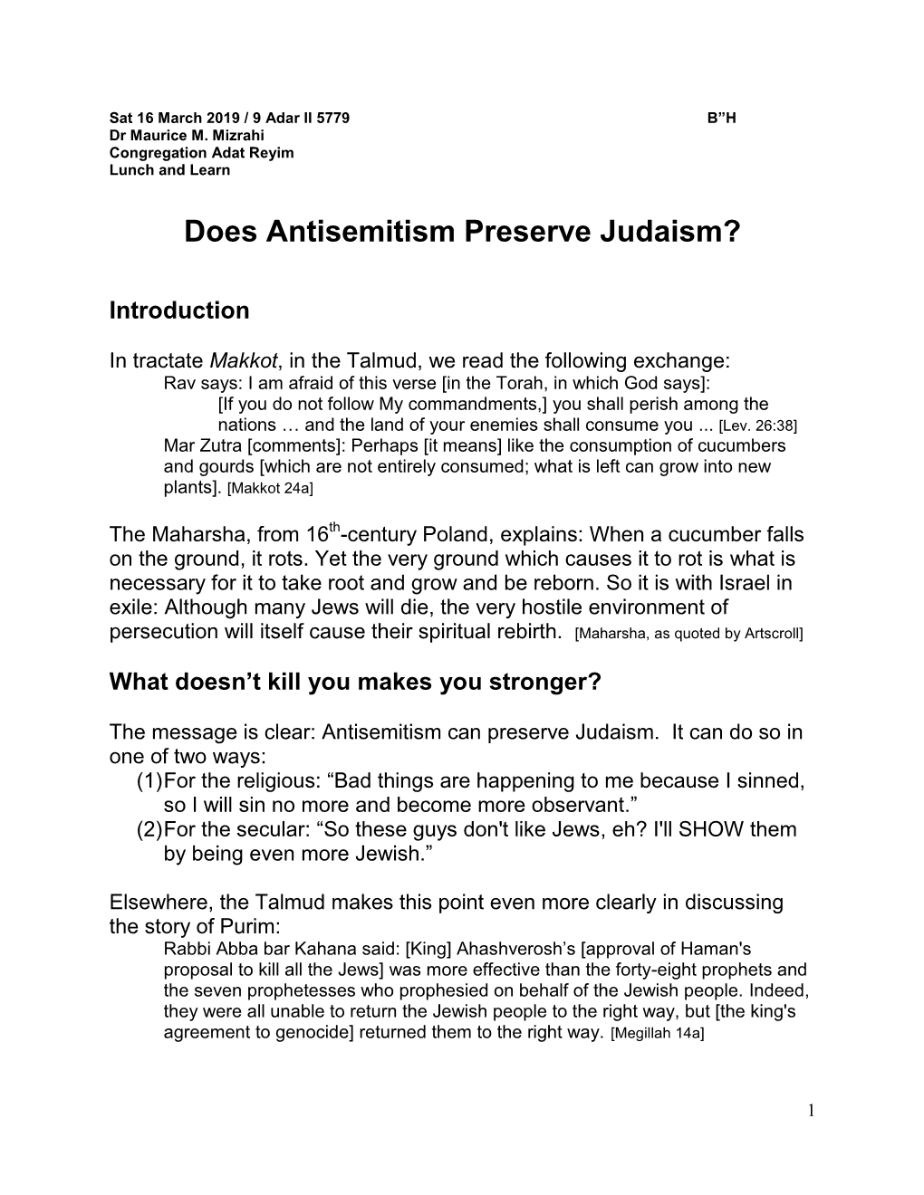Does Antisemitism Preserve Judaism?