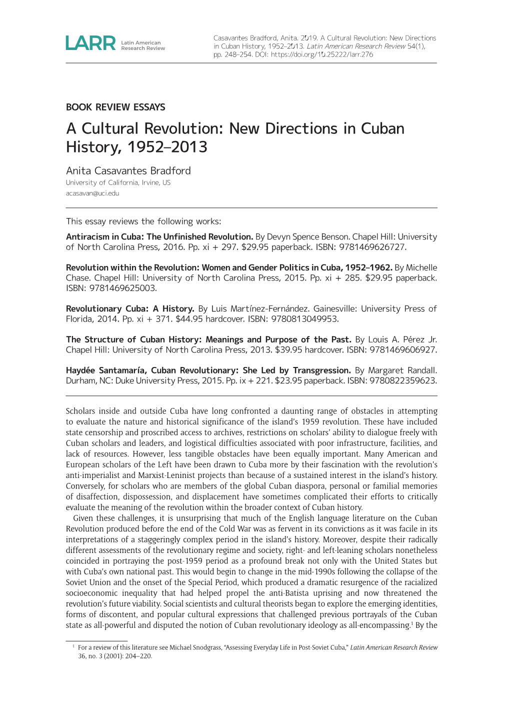 A Cultural Revolution: New Directions in Cuban History, 1952–2013