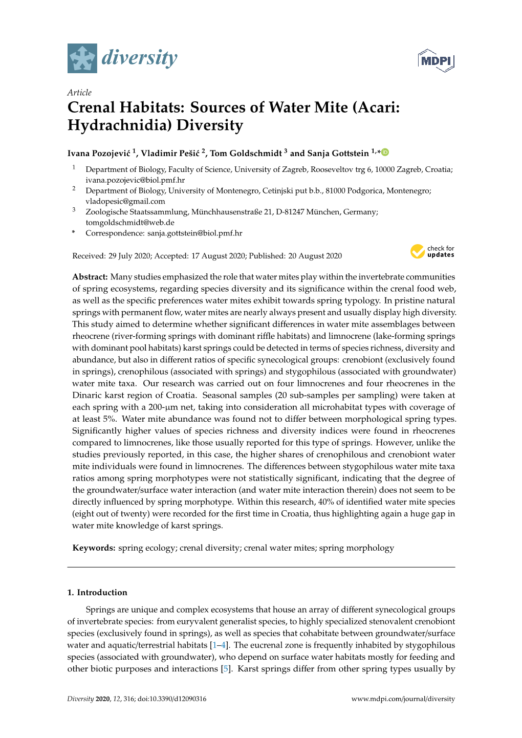 Sources of Water Mite (Acari: Hydrachnidia) Diversity