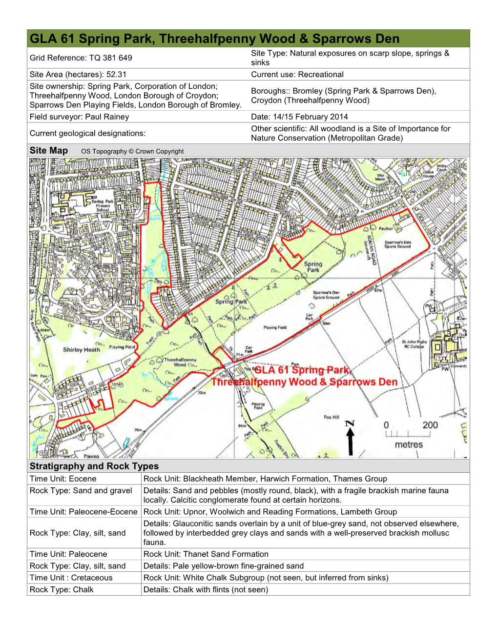 GLA 61 Spring Park, Threehalfpenny Wood & Sparrows