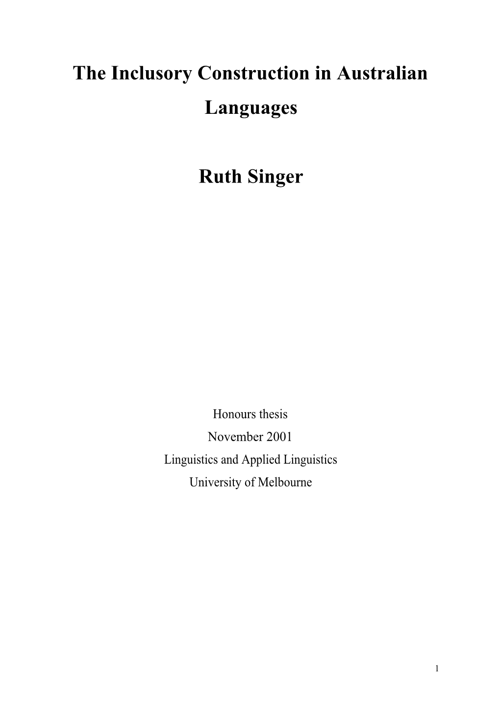 The Inclusory Construction in Australian Languages