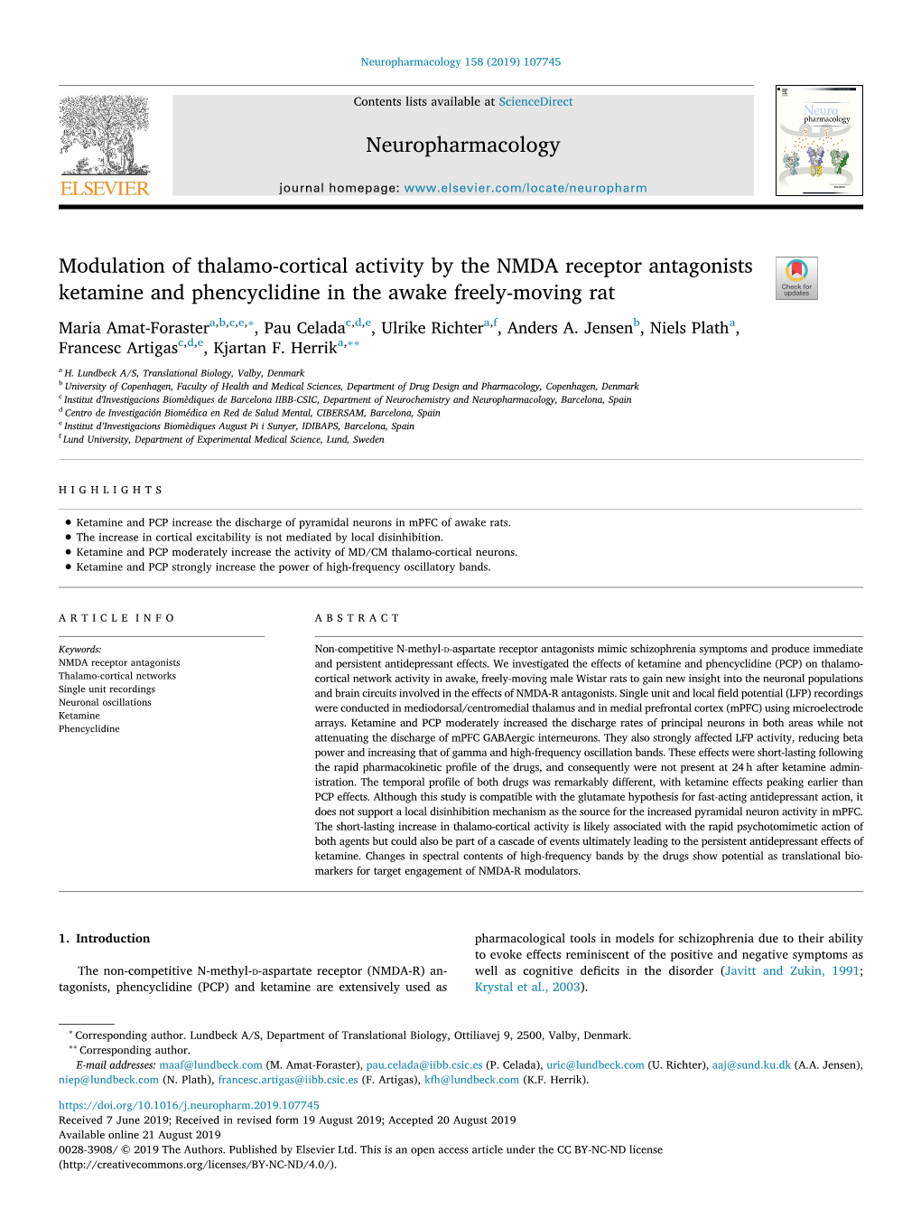 Modulation of Thalamo-Cortical Activity by the NMDA Receptor Antagonists