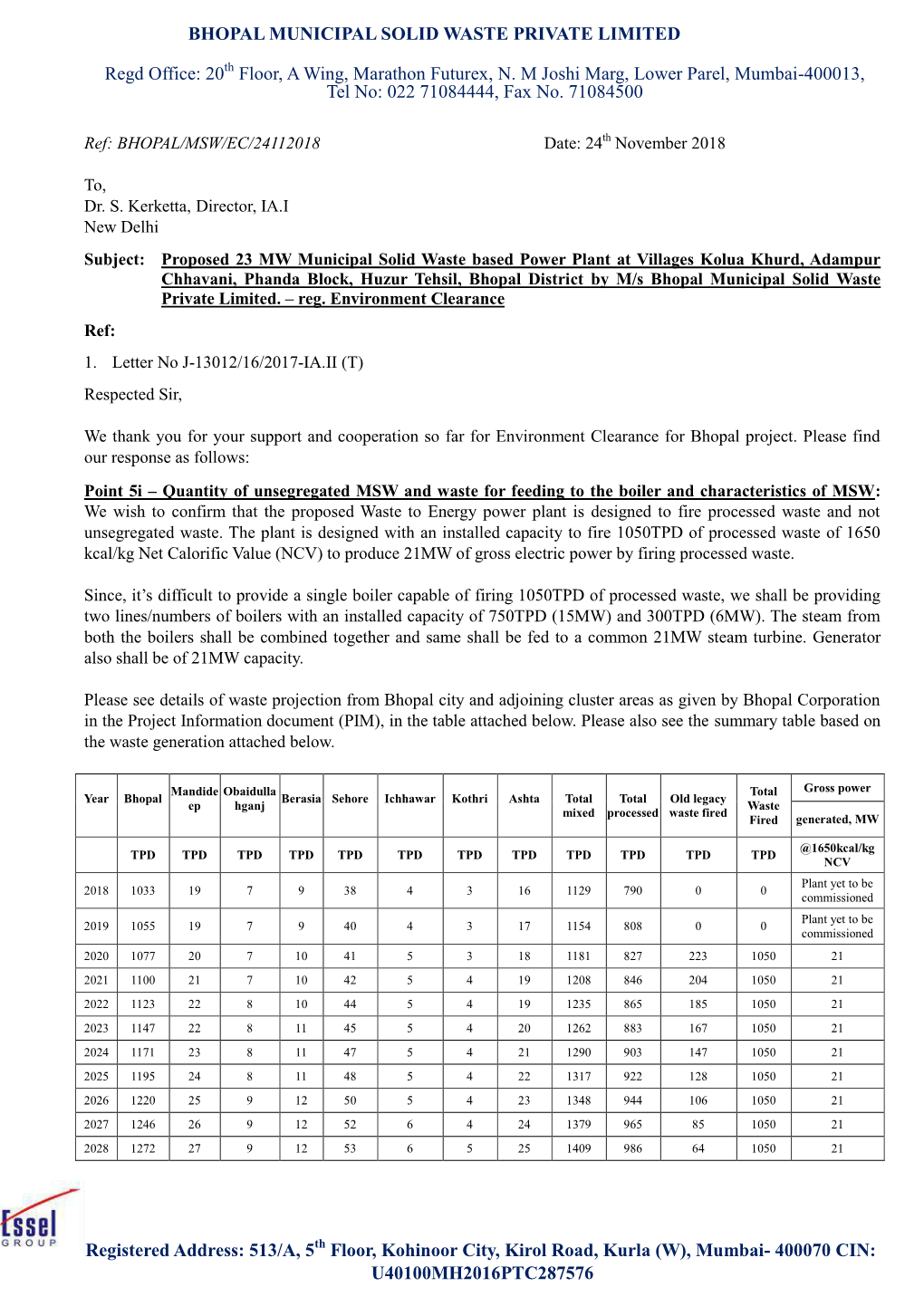 Bhopal Municipal Solid Waste Private Limited