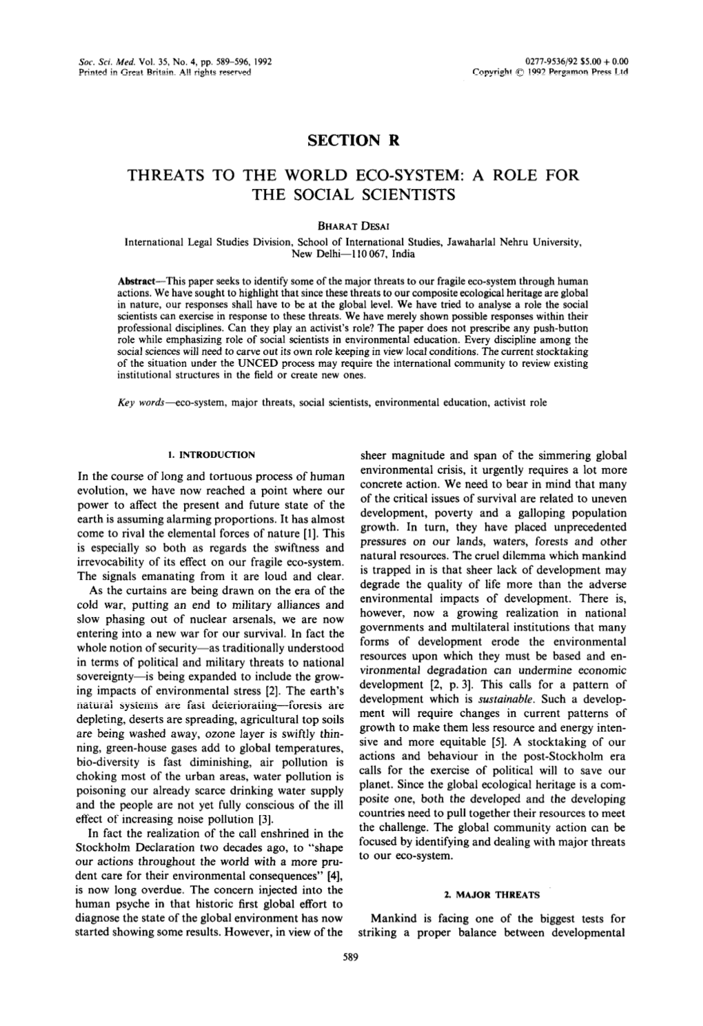 A Role for the Social Scientists