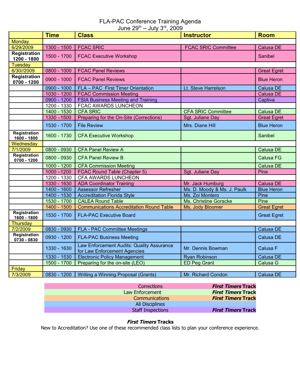 FLA-PAC Conference Training Agenda