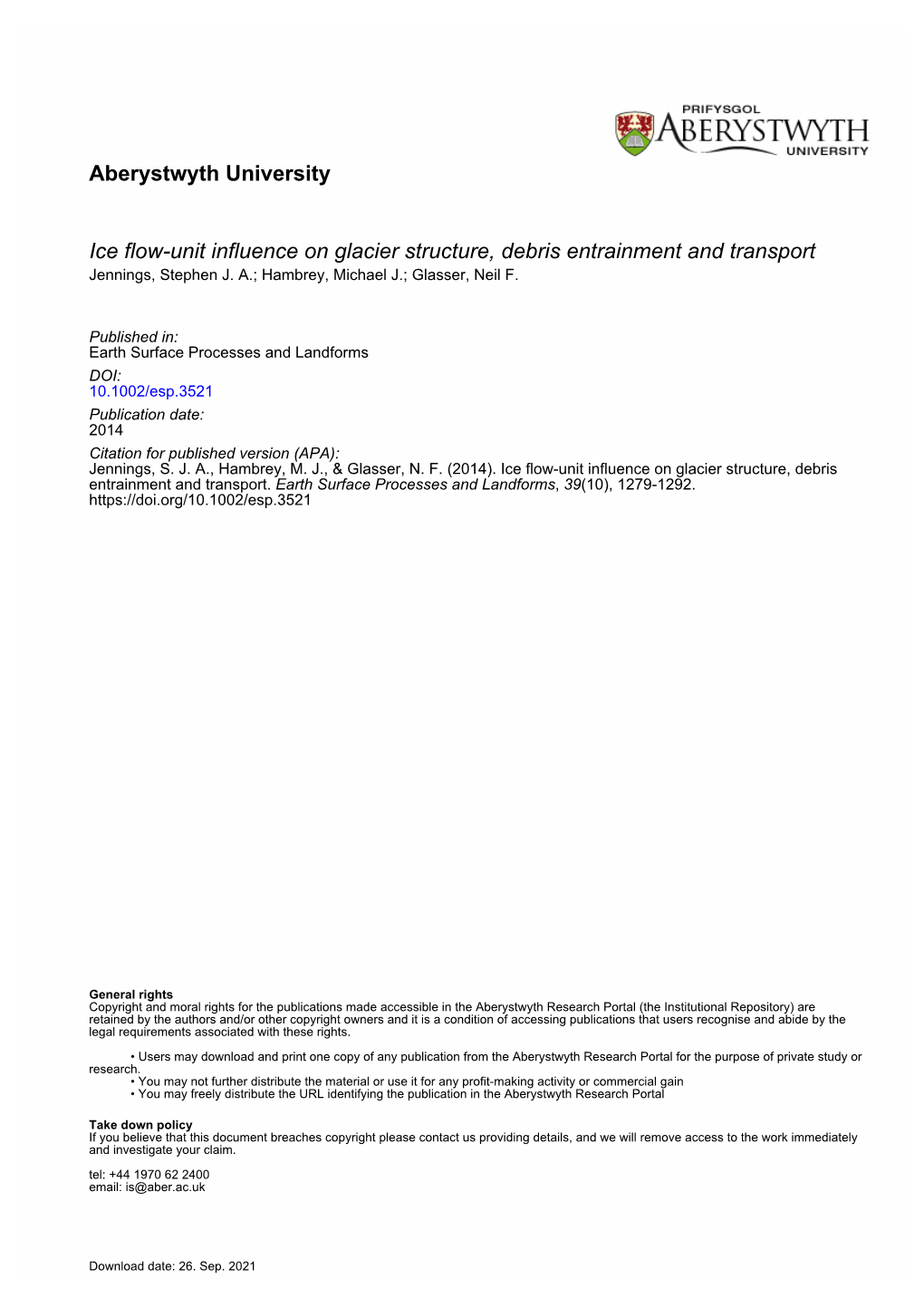 Aberystwyth University Ice Flow-Unit Influence on Glacier Structure